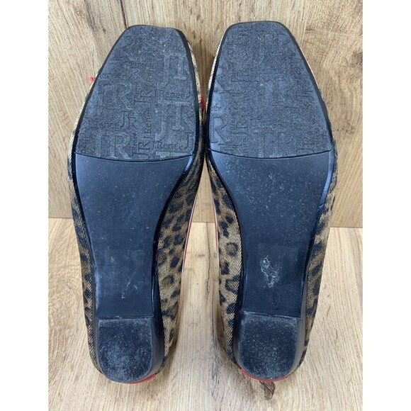 J Renee Edie Animal Print Flats Women 7M Leopard Red Bow Trim Vintage Square Toe - Picture 5 of 16